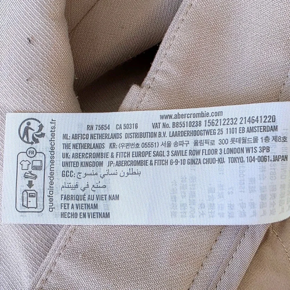 Abercrombie & Fitch Sloane Flat Front Tailored Pant Women 4 Beige Wide Leg Good - Picture 7 of 10